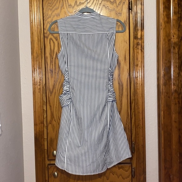 FRAME Cotton Sleeveless Striped Button Down Dress Tie Waist Shirt Dress SMALL - Picture 9 of 11